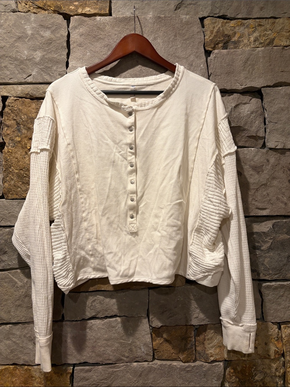 FP Movement by Free People Cream Henley Pullover